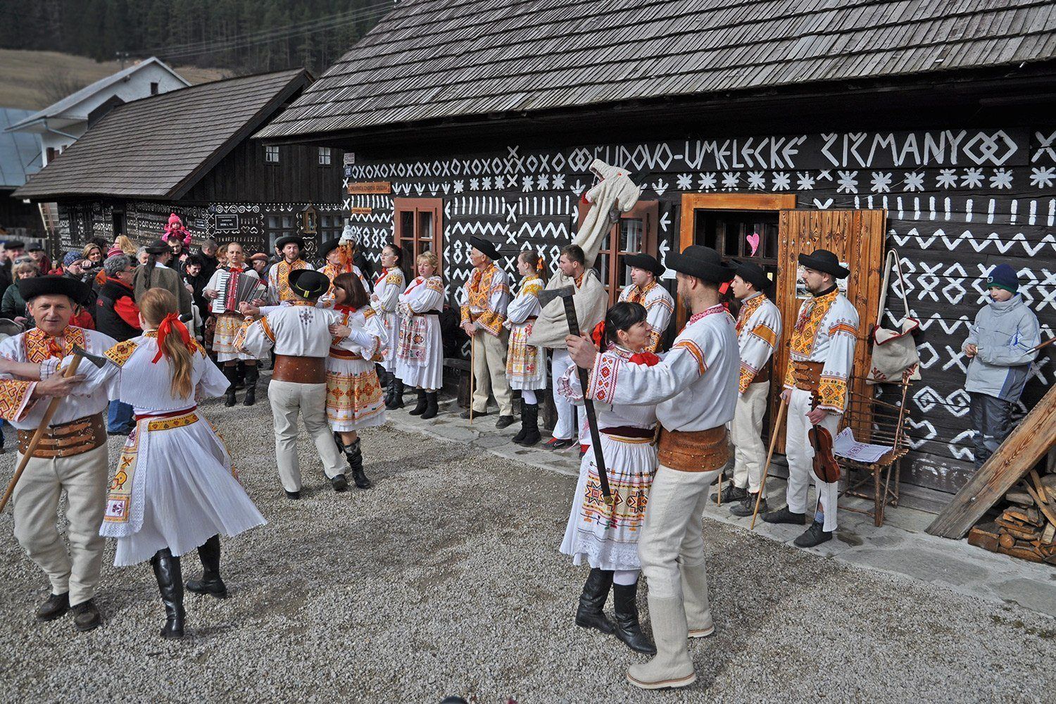 Čičmany, Slovakia: A picturesque village famous for its unique wooden houses decorated with traditional folk patterns.