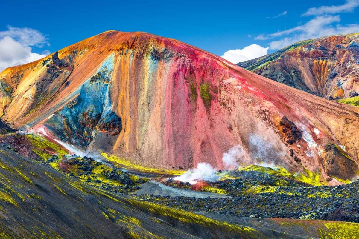 Landmannalaugar, Iceland: A stunning natural wonder known for its colorful rhyolite mountains, geothermal hot springs, and scenic hiking trails.