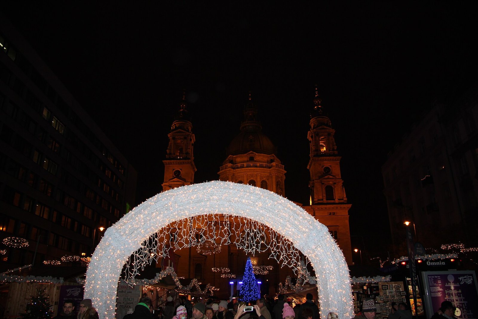 Budapest Christmas market in front of St Stephen's Basilica