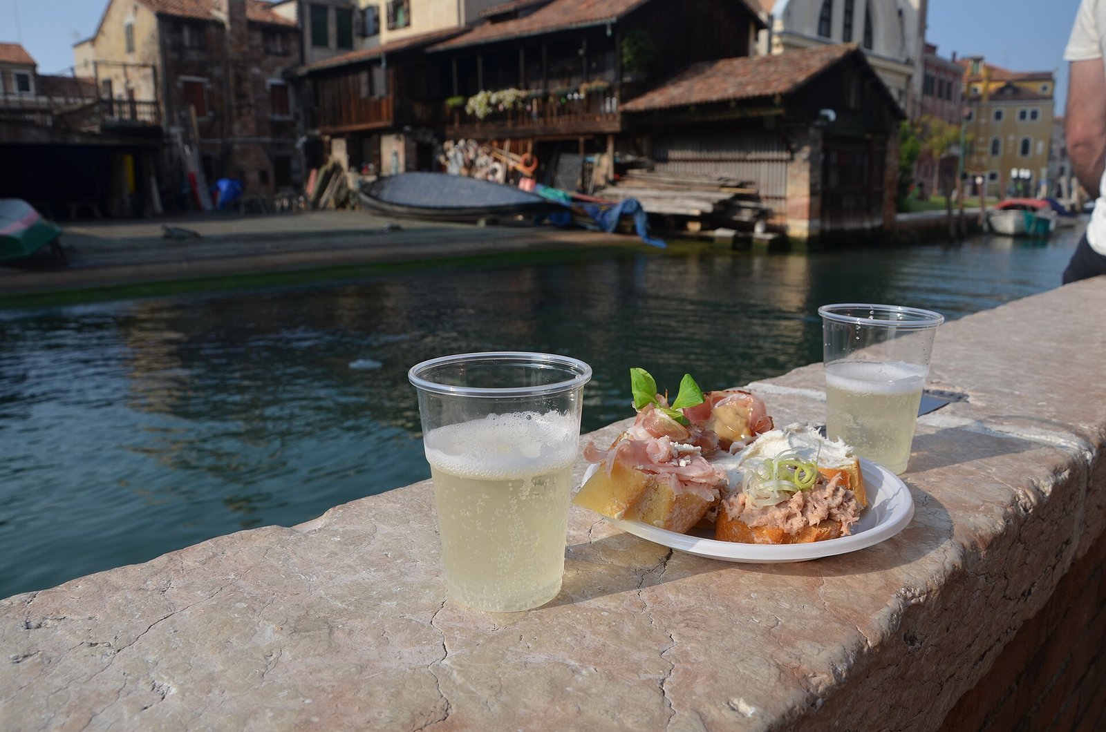 Venetian cicchetti served with prosecco at a bacaro in Venice